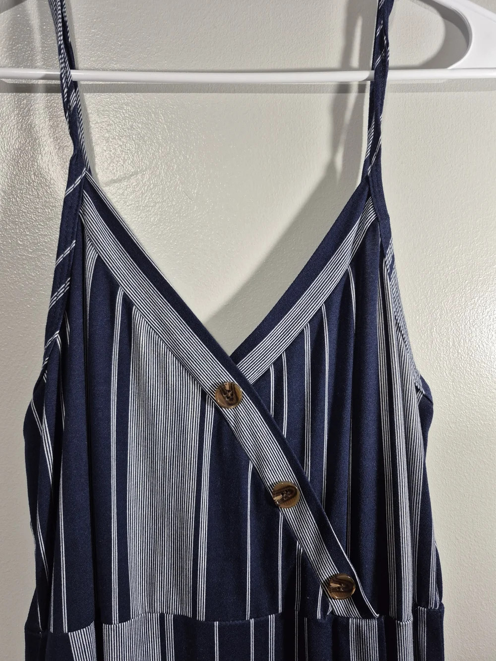 Gray And Navy Midi Dress Size Large Spaghetti Strap High Waist Side Slit